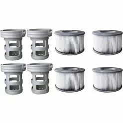 WAHAISON 4 Filtres + 4 Bases Cartouches Filtrantes Pour Piscines Gonflables MSPA - Adaptateur De Base Vissable Pour Cartouche Filtrante MSPA - Kit De Mise à Niveau - Filtre Pour Sous-marins Et Spa Chauds