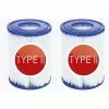 HABIENTôT Lot De 2 Filtres De Type 2 Pour Bestway 58383 -Oi-FRIS Taille Du Filtre 2 - Convient Pour La Piscine Bestway Steel Pro Frame - Piscine Familiale - Filtre De Piscine Gonflable