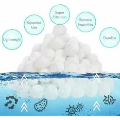 FVBJD Balles Filtrantes 700g,Boules De Filtre Réutilisables De Piscine,Alternative Pour 25 Kg De Sable,Boules De Filtre De Piscine Pour Piscines Intérieure Et Extérieure,Média Filtre à Fibres Pour Piscine -Pompe et filtre de piscine Soldes 67313981 5