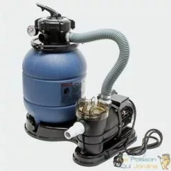 LEPOISSONQUIJARDINEFR Filtre à Sable Avec Pompe, Pour Piscines Hors Sol, Vanne 5 Voies - Bleu