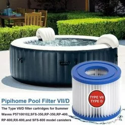 TANèTUE Cartouche Filtrante De Piscine Type VII & D, Cartouche Filtrante Type D/VII Pour Bestway, Pour Cartouche Filtrante Intex Type D, Pour Pompe De Piscine SFS 350, SFS 600, RP 350, RX 600 (2 Pièces) -Pompe et filtre de piscine Soldes 67428348 5