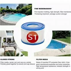 GRID COOL Lot De 4 Cartouches De Rechange S1 Pour Filtre De Piscine Intex 29001 - Pour Jardin Extérieur Type S1 PureSpa Easy Set - Cartouches Pour Filtre à Jacuzzi - Filtre S1 -Pompe et filtre de piscine Soldes 67574907 5