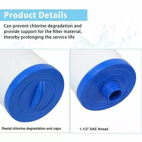 QERSTA Cartouche De Filtre De Spa , Pour Filtre À Remous Pleatco Pww50 , Filtre De Spa Pour Filtre De Remplacement Unicel 6Ch-940 Spa Business Whirlpool (2 Pièces) 3 QERSTA Cartouche De Filtre De Spa , Pour Filtre À Remous Pleatco Pww50 , Filtre De Spa Pour Filtre De Remplacement Unicel 6Ch-940 Spa Business Whirlpool (2 Pièces) – Image 3