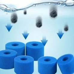 FLYME Éponge Filtrante Type A, Lot De 4 Filtres De Piscine, Filtre Éponge Cartouche, Mousse Pour Filtre Piscine, Réutilisables Et Lavables, Pour Spa, Piscine -Pompe et filtre de piscine Soldes 67880240 4