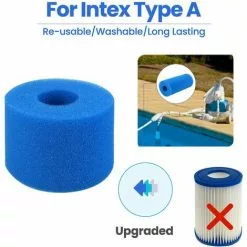 FLYME Éponge Filtrante Type A, Lot De 4 Filtres De Piscine, Filtre Éponge Cartouche, Mousse Pour Filtre Piscine, Réutilisables Et Lavables, Pour Spa, Piscine -Pompe et filtre de piscine Soldes 67880240 5