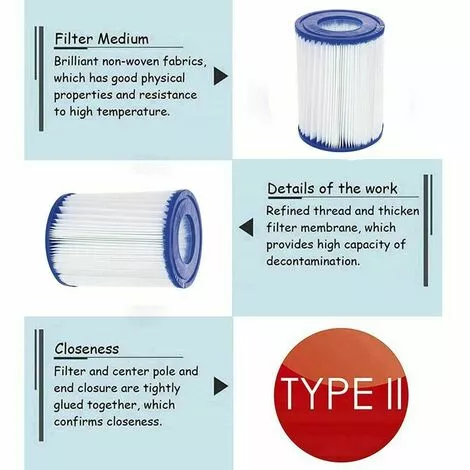 QERSTA 4 Cartouches De Filtre De Piscine Type II - For Bestway De Type Ii - Convient Pour Bestway 58383 58387 - Cartouche Filtrante Pour Piscine Bestway 530/800 Gal/h. 3 QERSTA 4 Cartouches De Filtre De Piscine Type II - For Bestway De Type Ii - Convient Pour Bestway 58383 58387 - Cartouche Filtrante Pour Piscine Bestway 530/800 Gal/h. – Image 3